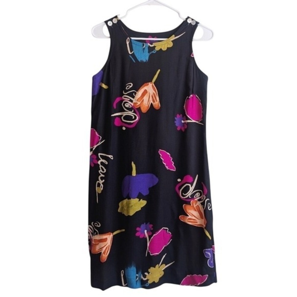 Vintage 90s Whimsigoth Dark Floral Artsy Mini Slip Dress